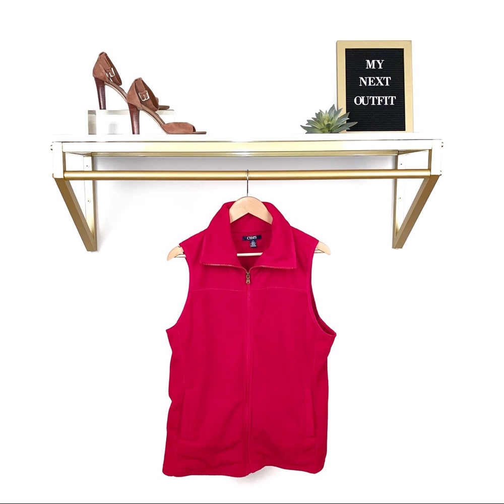 Chaps Red Fleece Zip Up Vest